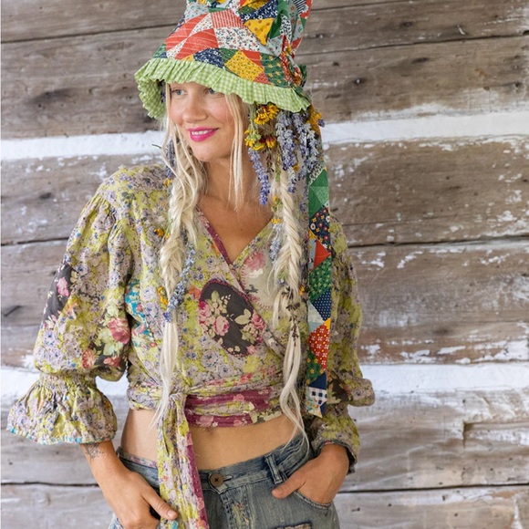 European Cotton Harmony Blouse with ties . NWT Gorgeous Magnolia Pearl - Picture 2 of 8